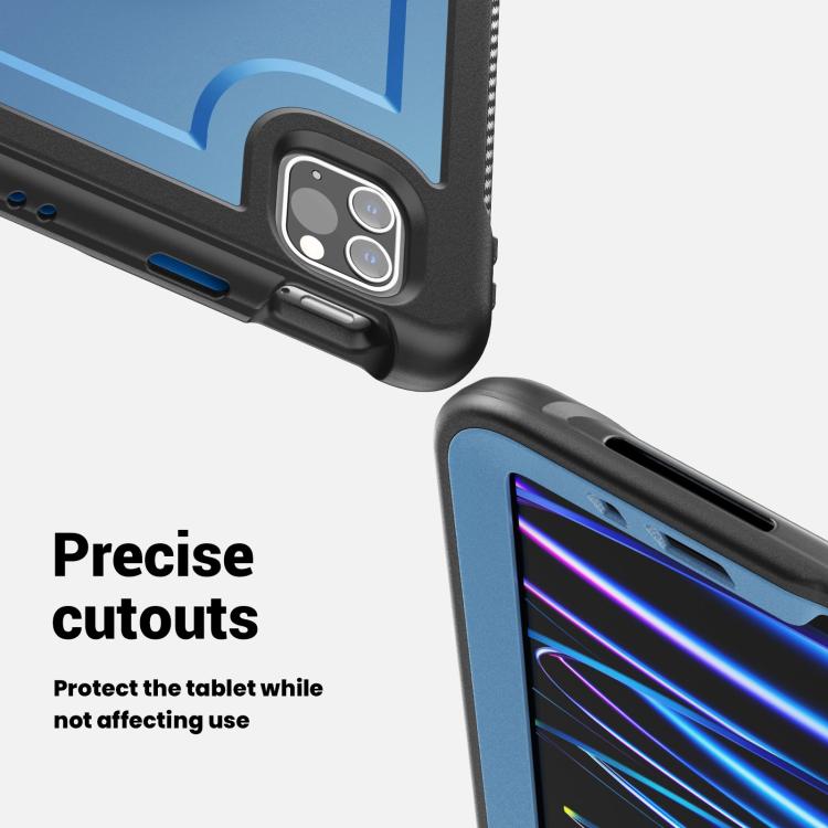 For iPad Air 2022 10.9 / Pro 11 2022 Honeycomb Hand Grip Turntable Stand Tablet Case(Navy Blue) - iPad Pro 11 (2022/2021) Cases by buy2fix | Online Shopping UK | buy2fix