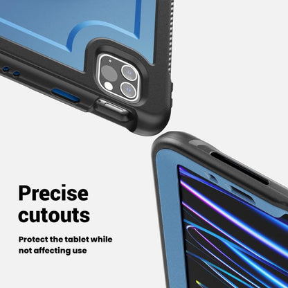 For iPad Air 2022 10.9 / Pro 11 2022 Honeycomb Hand Grip Turntable Stand Tablet Case(Navy Blue) - iPad Pro 11 (2022/2021) Cases by buy2fix | Online Shopping UK | buy2fix