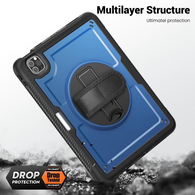 For iPad Air 2022 10.9 / Pro 11 2022 Honeycomb Hand Grip Turntable Stand Tablet Case(Navy Blue) - iPad Pro 11 (2022/2021) Cases by buy2fix | Online Shopping UK | buy2fix