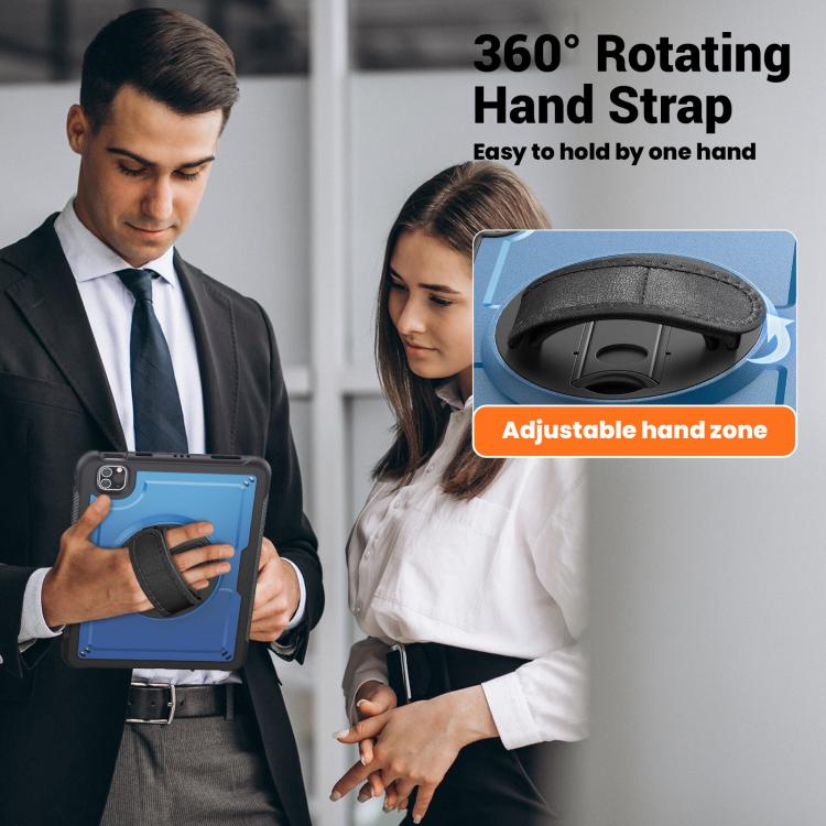 For iPad Air 2022 10.9 / Pro 11 2022 Honeycomb Hand Grip Turntable Stand Tablet Case(Navy Blue) - iPad Pro 11 (2022/2021) Cases by buy2fix | Online Shopping UK | buy2fix