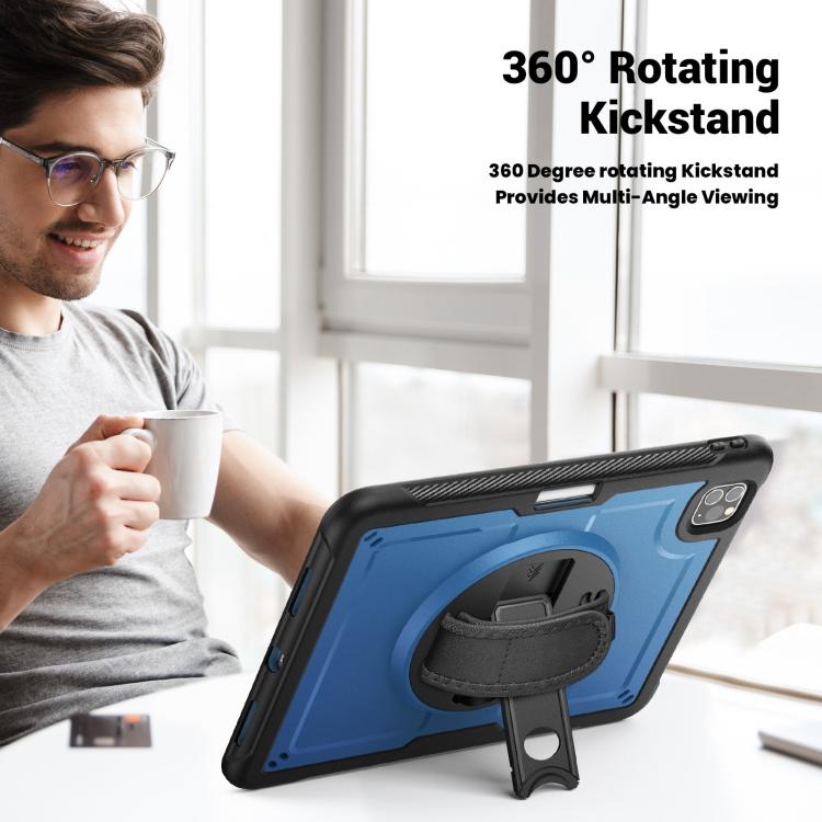 For iPad Air 2022 10.9 / Pro 11 2022 Honeycomb Hand Grip Turntable Stand Tablet Case(Navy Blue) - iPad Pro 11 (2022/2021) Cases by buy2fix | Online Shopping UK | buy2fix