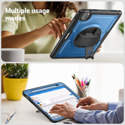 For iPad Air 2022 10.9 / Pro 11 2022 Honeycomb Hand Grip Turntable Stand Tablet Case(Navy Blue) - iPad Pro 11 (2022/2021) Cases by buy2fix | Online Shopping UK | buy2fix