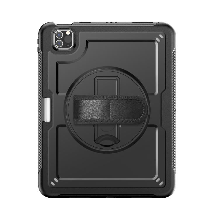 For iPad Air 2022 10.9 / Pro 11 2022 Honeycomb Hand Grip Turntable Stand Tablet Case(Black) - iPad Pro 11 (2022/2021) Cases by buy2fix | Online Shopping UK | buy2fix