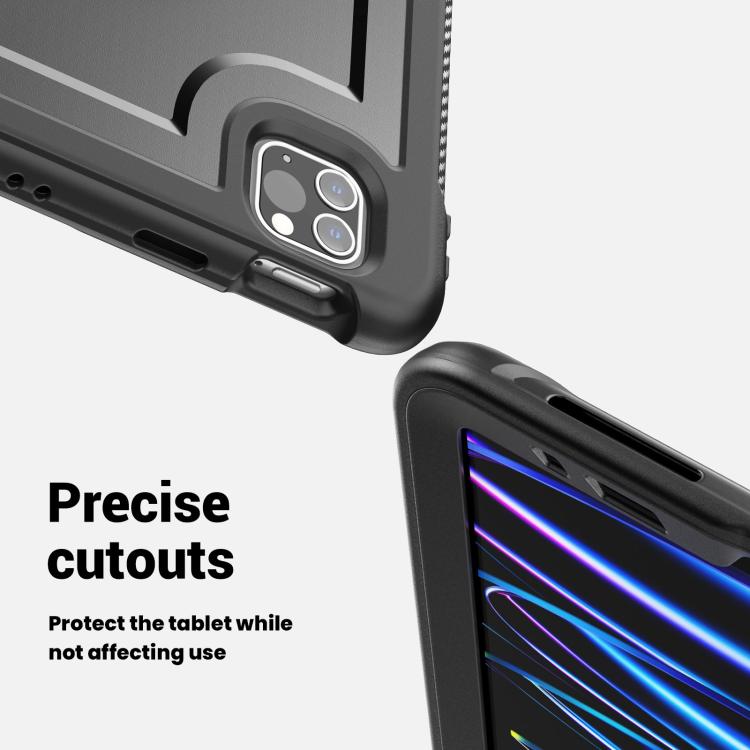 For iPad Air 2022 10.9 / Pro 11 2022 Honeycomb Hand Grip Turntable Stand Tablet Case(Black) - iPad Pro 11 (2022/2021) Cases by buy2fix | Online Shopping UK | buy2fix