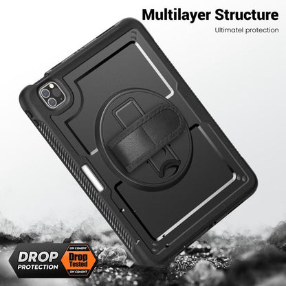 For iPad Air 2022 10.9 / Pro 11 2022 Honeycomb Hand Grip Turntable Stand Tablet Case(Black) - iPad Pro 11 (2022/2021) Cases by buy2fix | Online Shopping UK | buy2fix