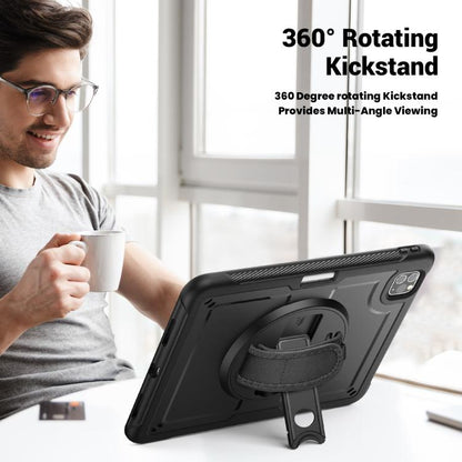 For iPad Air 2022 10.9 / Pro 11 2022 Honeycomb Hand Grip Turntable Stand Tablet Case(Black) - iPad Pro 11 (2022/2021) Cases by buy2fix | Online Shopping UK | buy2fix