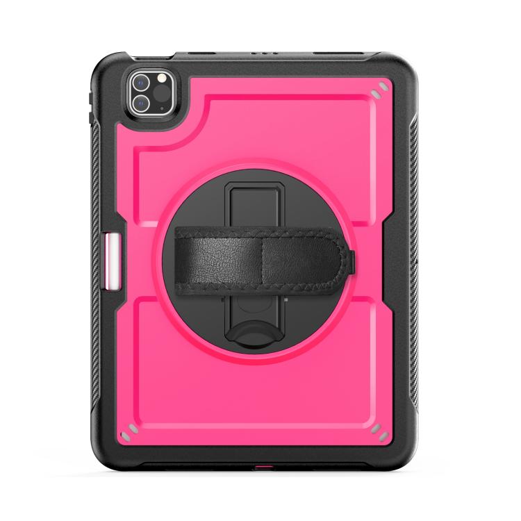 For iPad Air 2022 10.9 / Pro 11 2022 Honeycomb Hand Grip Turntable Stand Tablet Case(Rose Red) - iPad Pro 11 (2022/2021) Cases by buy2fix | Online Shopping UK | buy2fix