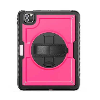 For iPad Air 2022 10.9 / Pro 11 2022 Honeycomb Hand Grip Turntable Stand Tablet Case(Rose Red) - iPad Pro 11 (2022/2021) Cases by buy2fix | Online Shopping UK | buy2fix