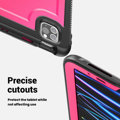 For iPad Air 2022 10.9 / Pro 11 2022 Honeycomb Hand Grip Turntable Stand Tablet Case(Rose Red) - iPad Pro 11 (2022/2021) Cases by buy2fix | Online Shopping UK | buy2fix