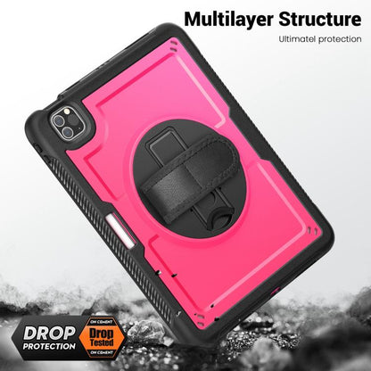 For iPad Air 2022 10.9 / Pro 11 2022 Honeycomb Hand Grip Turntable Stand Tablet Case(Rose Red) - iPad Pro 11 (2022/2021) Cases by buy2fix | Online Shopping UK | buy2fix