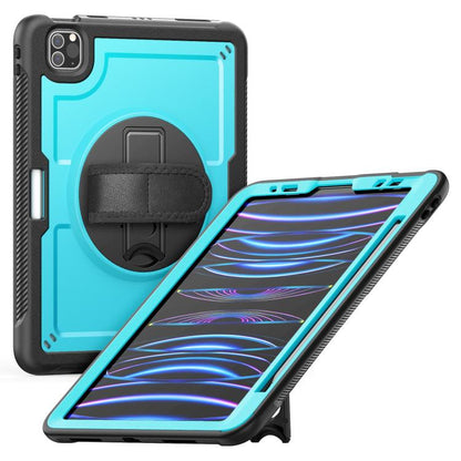 For iPad Air 2022 10.9 / Pro 11 2022 Honeycomb Hand Grip Turntable Stand Tablet Case(Light Blue) - iPad Pro 11 (2022/2021) Cases by buy2fix | Online Shopping UK | buy2fix