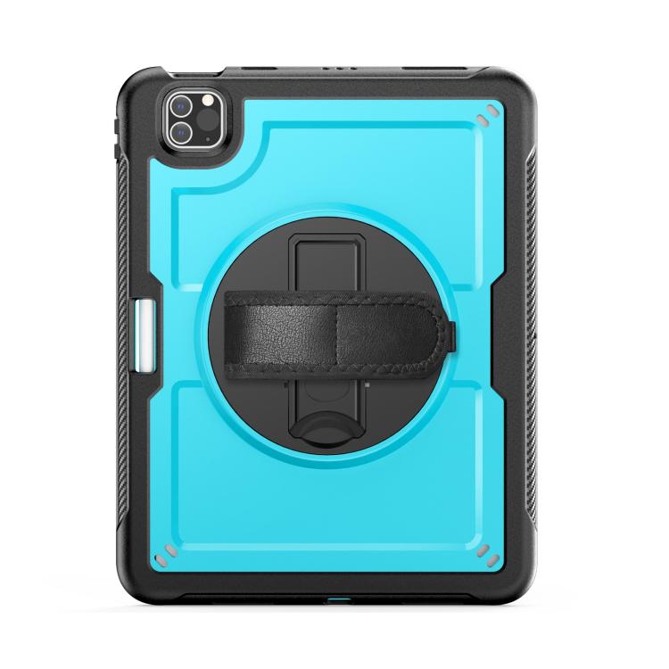 For iPad Air 2022 10.9 / Pro 11 2022 Honeycomb Hand Grip Turntable Stand Tablet Case(Light Blue) - iPad Pro 11 (2022/2021) Cases by buy2fix | Online Shopping UK | buy2fix