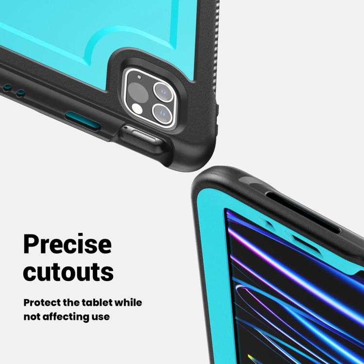 For iPad Air 2022 10.9 / Pro 11 2022 Honeycomb Hand Grip Turntable Stand Tablet Case(Light Blue) - iPad Pro 11 (2022/2021) Cases by buy2fix | Online Shopping UK | buy2fix