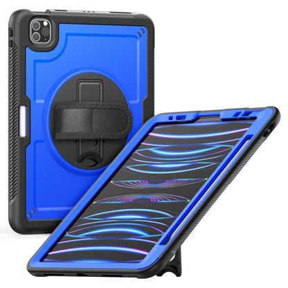For iPad Air 2022 10.9 / Pro 11 2022 Honeycomb Hand Grip Turntable Stand Tablet Case(Dark Blue) - iPad Pro 11 (2022/2021) Cases by buy2fix | Online Shopping UK | buy2fix