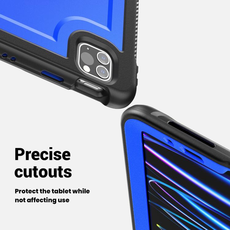 For iPad Air 2022 10.9 / Pro 11 2022 Honeycomb Hand Grip Turntable Stand Tablet Case(Dark Blue) - iPad Pro 11 (2022/2021) Cases by buy2fix | Online Shopping UK | buy2fix