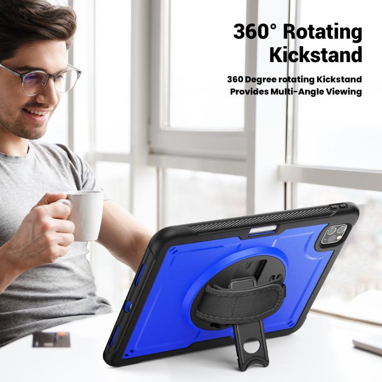 For iPad Air 2022 10.9 / Pro 11 2022 Honeycomb Hand Grip Turntable Stand Tablet Case(Dark Blue) - iPad Pro 11 (2022/2021) Cases by buy2fix | Online Shopping UK | buy2fix