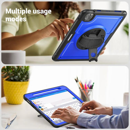 For iPad Air 2022 10.9 / Pro 11 2022 Honeycomb Hand Grip Turntable Stand Tablet Case(Dark Blue) - iPad Pro 11 (2022/2021) Cases by buy2fix | Online Shopping UK | buy2fix