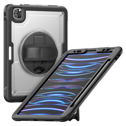 For iPad Air 2022 10.9 / Pro 11 2022 Honeycomb Hand Grip Turntable Stand Tablet Case(Transparent) - iPad Pro 11 (2022/2021) Cases by buy2fix | Online Shopping UK | buy2fix