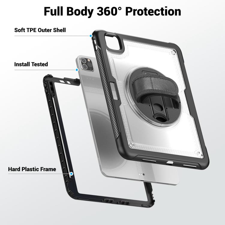 For iPad Air 2022 10.9 / Pro 11 2022 Honeycomb Hand Grip Turntable Stand Tablet Case(Transparent) - iPad Pro 11 (2022/2021) Cases by buy2fix | Online Shopping UK | buy2fix