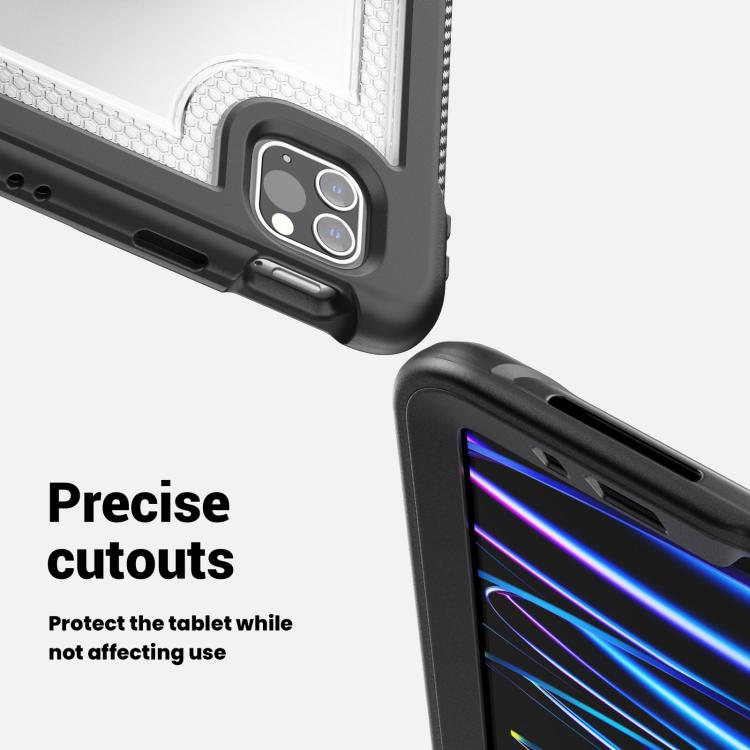 For iPad Air 2022 10.9 / Pro 11 2022 Honeycomb Hand Grip Turntable Stand Tablet Case(Transparent) - iPad Pro 11 (2022/2021) Cases by buy2fix | Online Shopping UK | buy2fix