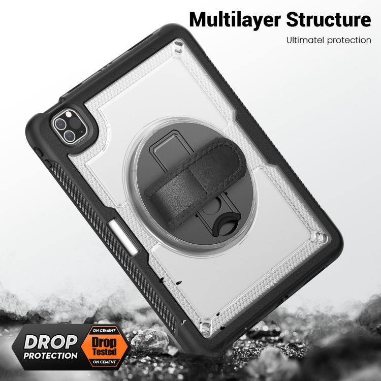 For iPad Air 2022 10.9 / Pro 11 2022 Honeycomb Hand Grip Turntable Stand Tablet Case(Transparent) - iPad Pro 11 (2022/2021) Cases by buy2fix | Online Shopping UK | buy2fix