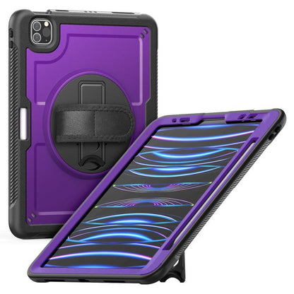 For iPad Air 2022 10.9 / Pro 11 2022 Honeycomb Hand Grip Turntable Stand Tablet Case(Purple) - iPad Pro 11 (2022/2021) Cases by buy2fix | Online Shopping UK | buy2fix
