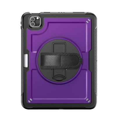 For iPad Air 2022 10.9 / Pro 11 2022 Honeycomb Hand Grip Turntable Stand Tablet Case(Purple) - iPad Pro 11 (2022/2021) Cases by buy2fix | Online Shopping UK | buy2fix