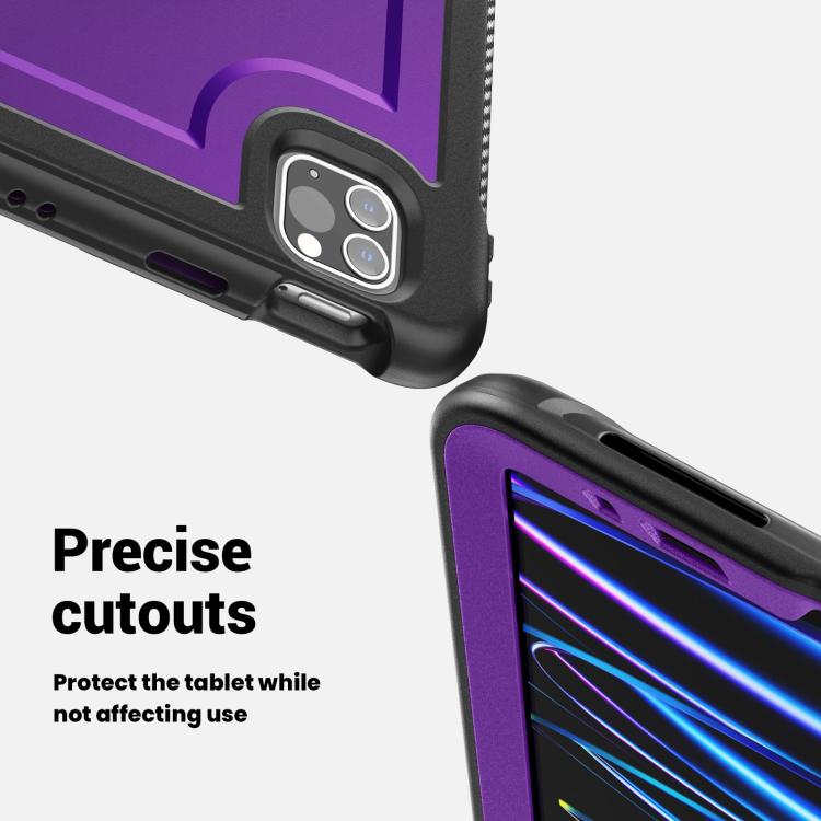 For iPad Air 2022 10.9 / Pro 11 2022 Honeycomb Hand Grip Turntable Stand Tablet Case(Purple) - iPad Pro 11 (2022/2021) Cases by buy2fix | Online Shopping UK | buy2fix