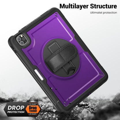 For iPad Air 2022 10.9 / Pro 11 2022 Honeycomb Hand Grip Turntable Stand Tablet Case(Purple) - iPad Pro 11 (2022/2021) Cases by buy2fix | Online Shopping UK | buy2fix