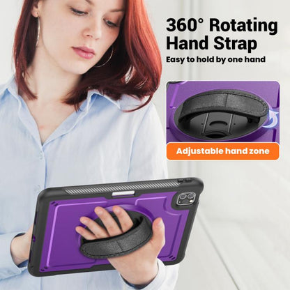 For iPad Air 2022 10.9 / Pro 11 2022 Honeycomb Hand Grip Turntable Stand Tablet Case(Purple) - iPad Pro 11 (2022/2021) Cases by buy2fix | Online Shopping UK | buy2fix
