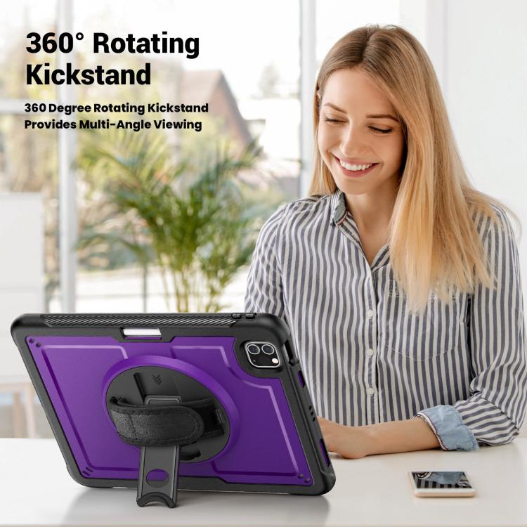 For iPad Air 2022 10.9 / Pro 11 2022 Honeycomb Hand Grip Turntable Stand Tablet Case(Purple) - iPad Pro 11 (2022/2021) Cases by buy2fix | Online Shopping UK | buy2fix