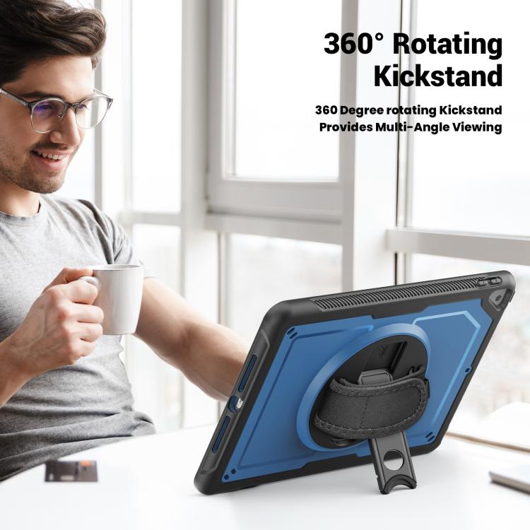 For iPad 10.2 2021 / 2020 / 10.5 2019 Honeycomb Hand Grip Turntable Stand Tablet Case(Navy Blue) - iPad 10.2 Cases by buy2fix | Online Shopping UK | buy2fix