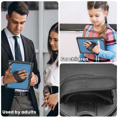 For iPad 10.2 2021 / 2020 / 10.5 2019 Honeycomb Hand Grip Turntable Stand Tablet Case(Navy Blue) - iPad 10.2 Cases by buy2fix | Online Shopping UK | buy2fix