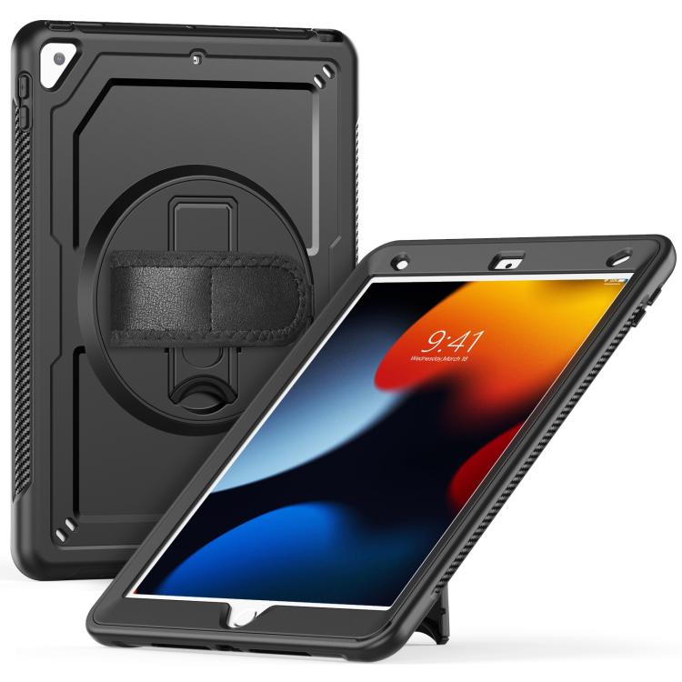 For iPad 10.2 2021 / 2020 / 10.5 2019 Honeycomb Hand Grip Turntable Stand Tablet Case(Black) - iPad 10.2 Cases by buy2fix | Online Shopping UK | buy2fix