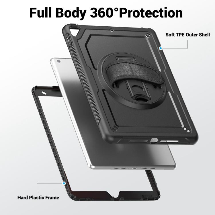 For iPad 10.2 2021 / 2020 / 10.5 2019 Honeycomb Hand Grip Turntable Stand Tablet Case(Black) - iPad 10.2 Cases by buy2fix | Online Shopping UK | buy2fix