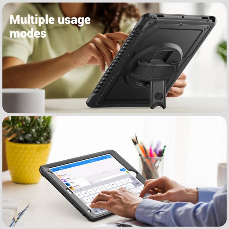 For iPad 10.2 2021 / 2020 / 10.5 2019 Honeycomb Hand Grip Turntable Stand Tablet Case(Black) - iPad 10.2 Cases by buy2fix | Online Shopping UK | buy2fix