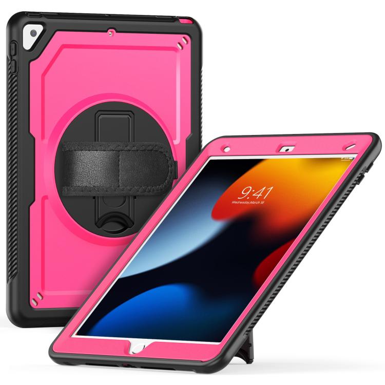 For iPad 10.2 2021 / 2020 / 10.5 2019 Honeycomb Hand Grip Turntable Stand Tablet Case(Rose Red) - iPad 10.2 Cases by buy2fix | Online Shopping UK | buy2fix