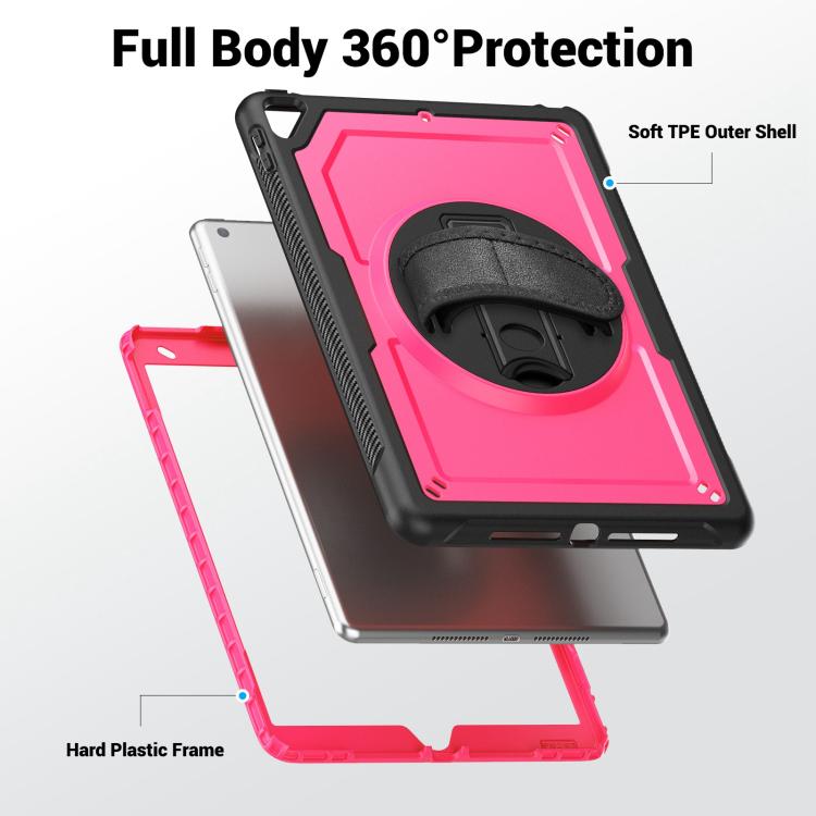 For iPad 10.2 2021 / 2020 / 10.5 2019 Honeycomb Hand Grip Turntable Stand Tablet Case(Rose Red) - iPad 10.2 Cases by buy2fix | Online Shopping UK | buy2fix