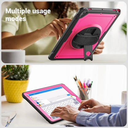 For iPad 10.2 2021 / 2020 / 10.5 2019 Honeycomb Hand Grip Turntable Stand Tablet Case(Rose Red) - iPad 10.2 Cases by buy2fix | Online Shopping UK | buy2fix