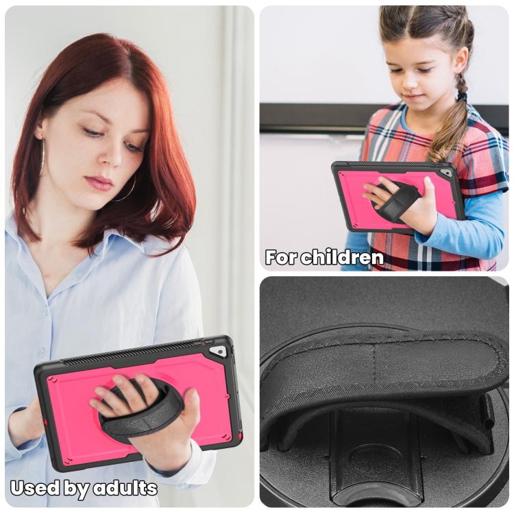 For iPad 10.2 2021 / 2020 / 10.5 2019 Honeycomb Hand Grip Turntable Stand Tablet Case(Rose Red) - iPad 10.2 Cases by buy2fix | Online Shopping UK | buy2fix
