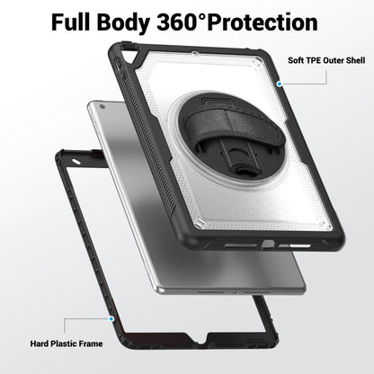 For iPad 10.2 2021 / 2020 / 10.5 2019 Honeycomb Hand Grip Turntable Stand Tablet Case(Transparent) - iPad 10.2 Cases by buy2fix | Online Shopping UK | buy2fix