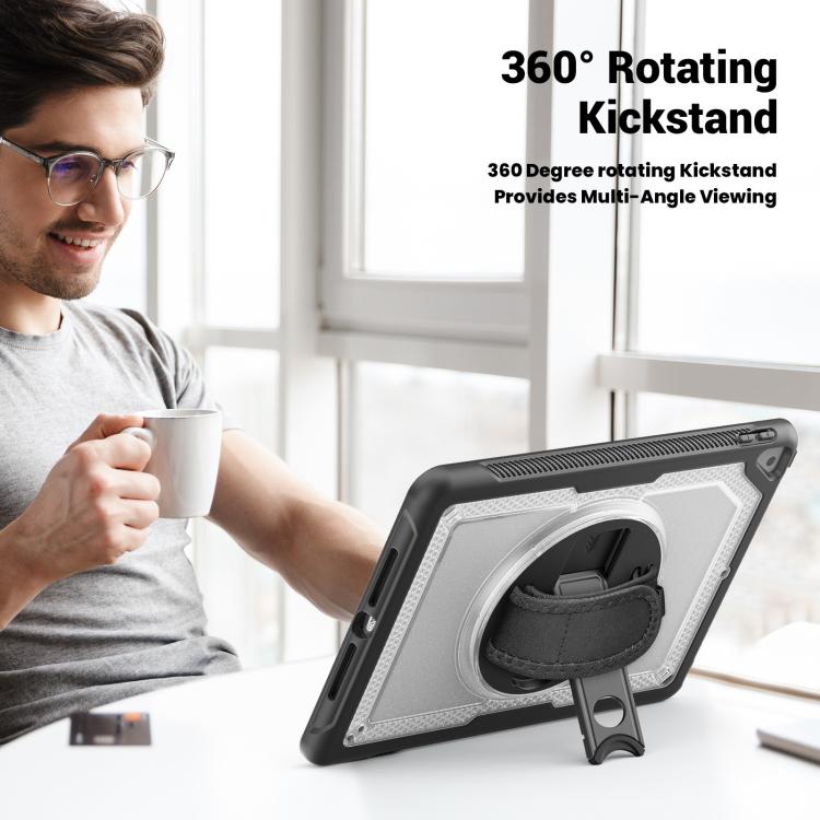 For iPad 10.2 2021 / 2020 / 10.5 2019 Honeycomb Hand Grip Turntable Stand Tablet Case(Transparent) - iPad 10.2 Cases by buy2fix | Online Shopping UK | buy2fix