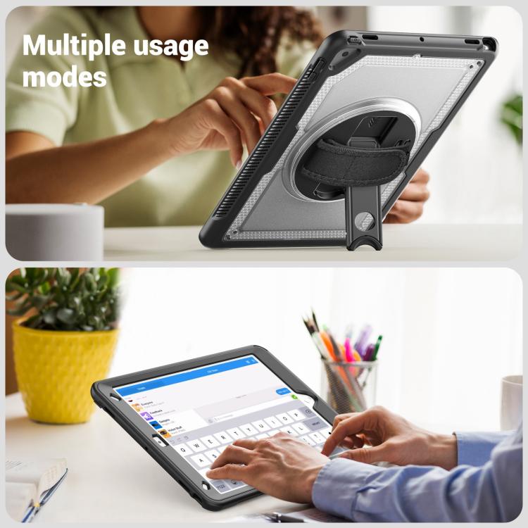 For iPad 10.2 2021 / 2020 / 10.5 2019 Honeycomb Hand Grip Turntable Stand Tablet Case(Transparent) - iPad 10.2 Cases by buy2fix | Online Shopping UK | buy2fix