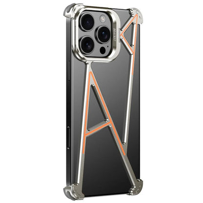 For iPhone 16 Pro Max Four Corner Shockproof Lens Bracket Hollow Metal Phone Case(Titanium) - iPhone 16 Pro Max Cases by buy2fix | Online Shopping UK | buy2fix