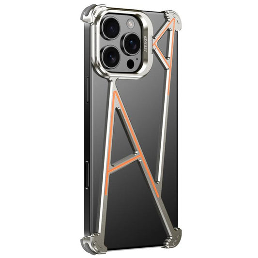 For iPhone 16 Pro Max Four Corner Shockproof Lens Bracket Hollow Metal Phone Case(Titanium) - iPhone 16 Pro Max Cases by buy2fix | Online Shopping UK | buy2fix