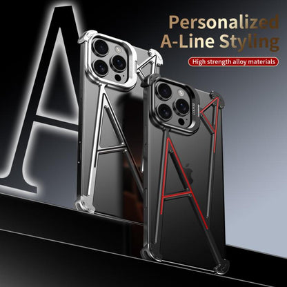 For iPhone 15 Pro Four Corner Shockproof Lens Bracket Hollow Metal Phone Case(Titanium) - iPhone 15 Pro Cases by buy2fix | Online Shopping UK | buy2fix