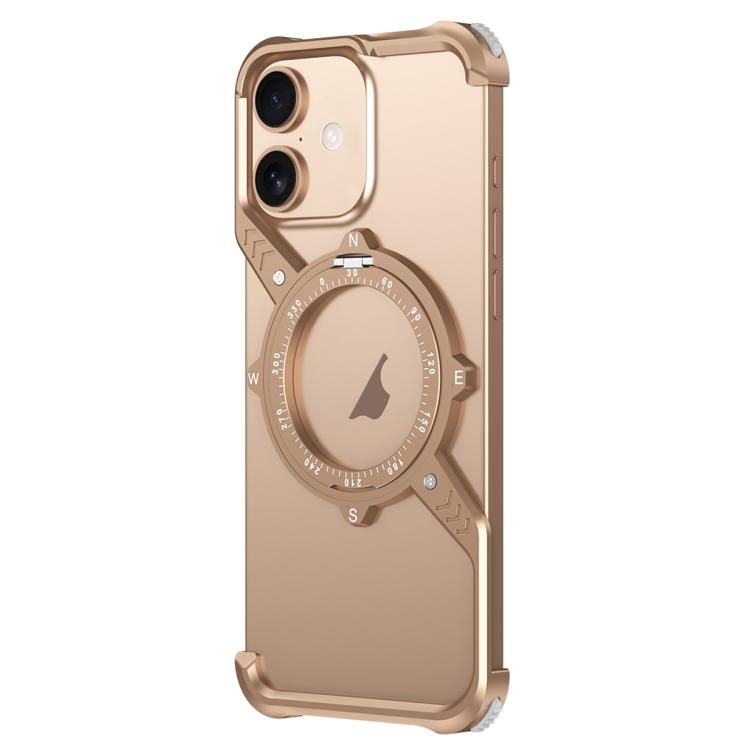 For iPhone 16 Plus S Shaped 360 Holder Airbag Frameless MagSafe Metal Phone Case(Desert Gold) - iPhone 16 Plus Cases by buy2fix | Online Shopping UK | buy2fix