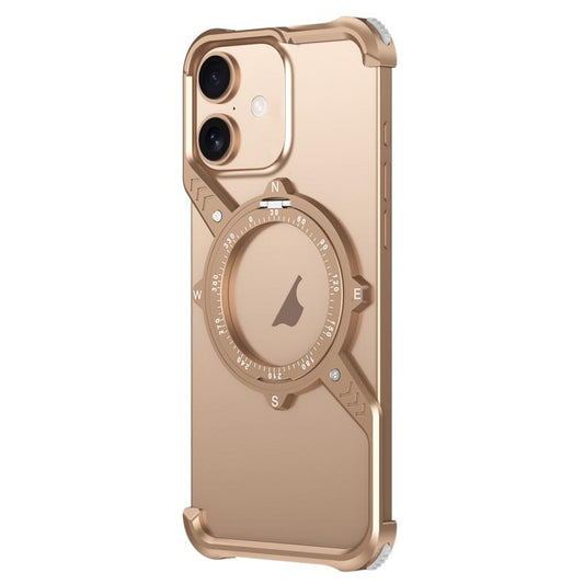 For iPhone 16 Plus S Shaped 360 Holder Airbag Frameless MagSafe Metal Phone Case(Desert Gold) - iPhone 16 Plus Cases by buy2fix | Online Shopping UK | buy2fix
