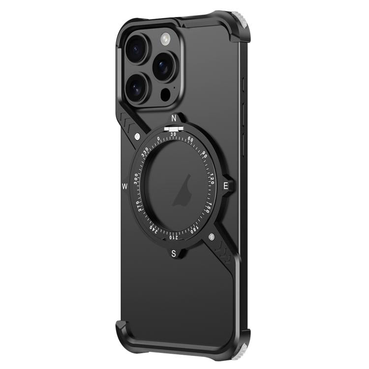 For iPhone 13 Pro Max S Shaped 360 Holder Airbag Frameless MagSafe Metal Phone Case(Black) - iPhone 13 Pro Max Cases by buy2fix | Online Shopping UK | buy2fix