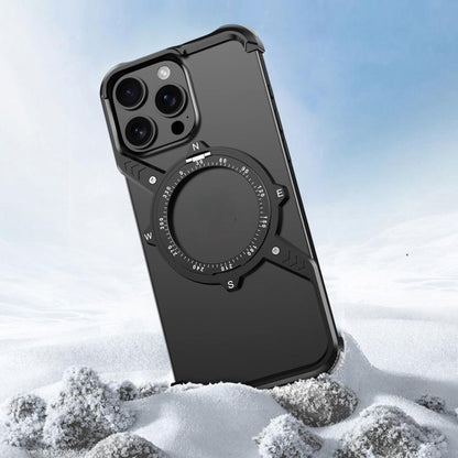 For iPhone 16 Plus S Shaped 360 Holder Airbag Frameless MagSafe Metal Phone Case(Space Gray) - iPhone 16 Plus Cases by buy2fix | Online Shopping UK | buy2fix